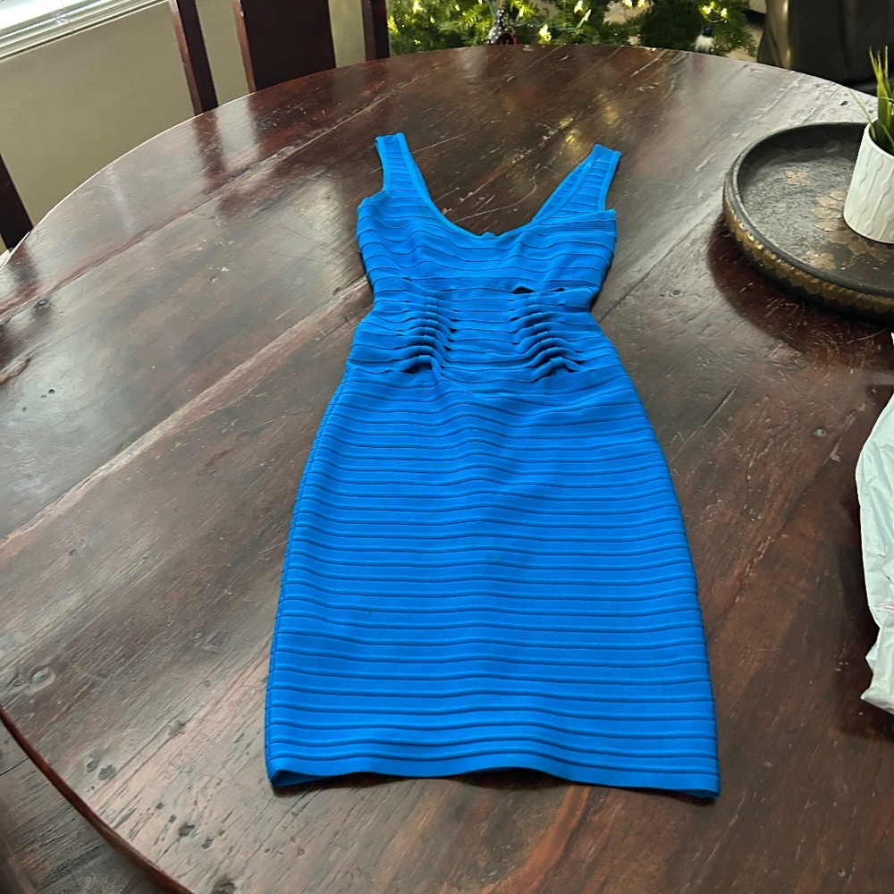 Herve Leger Electric Blue Bandage Mini Dress